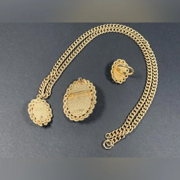 OLD VIENNA Sarah Cov Coventry Set Necklace & Detachable Brooch Ring Vintage - Picture 8 of 12